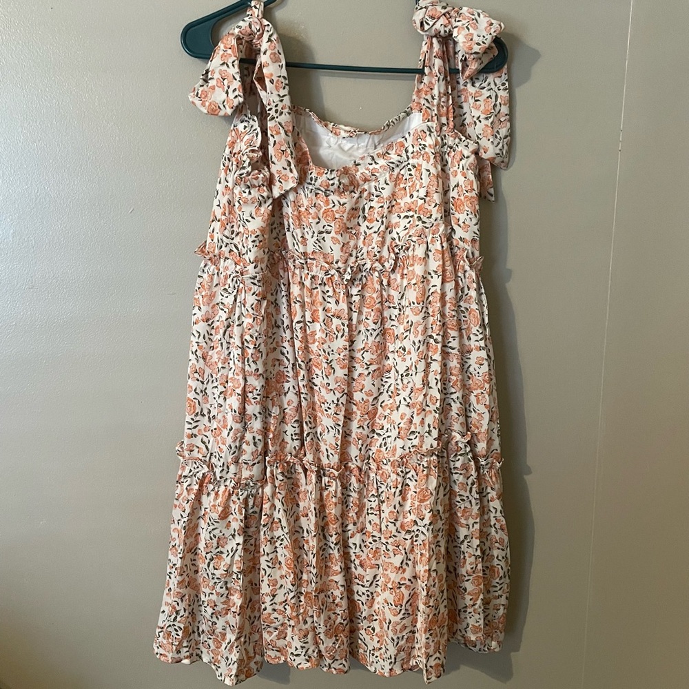 Floral Shoulder Tie Dress